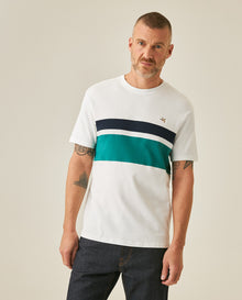 Mens T-Shirt Slim Fit Short Sleeve Cotton Jersey Normalized Varsity Color Blocks Tone on Tone Duck - Raw 63_641H017_CRU110606_0