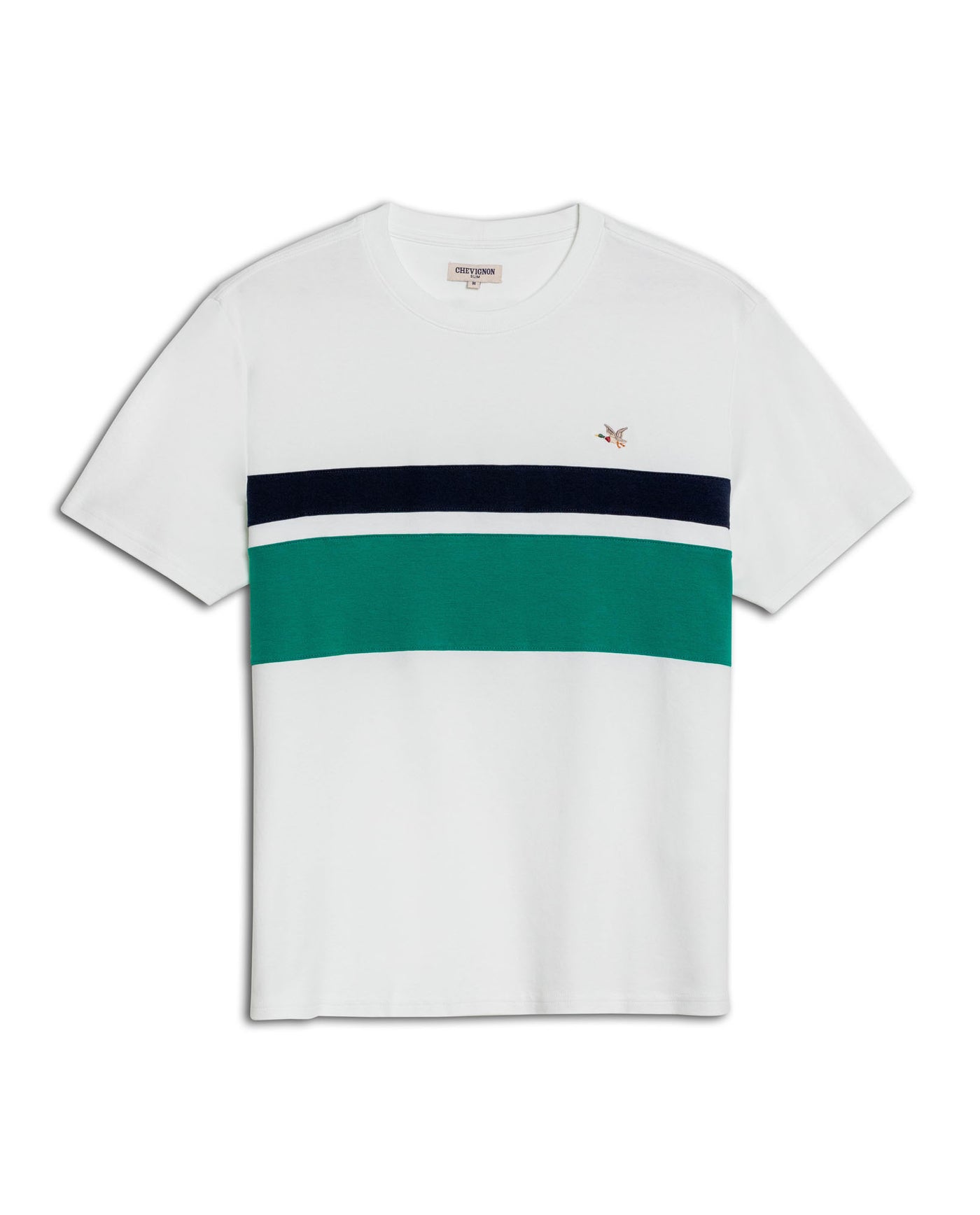 Mens T-Shirt Slim Fit Short Sleeve Cotton Jersey Normalized Varsity Color Blocks Tone on Tone Duck - Raw 63_641H017_CRU110606_3