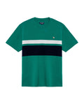 Mens T-Shirt Slim Fit Short Sleeve Cotton Jersey Normalized Varsity Color Blocks Tone on Tone Duck - Green 63_641H017_VER185322_3