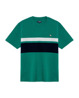 Mens T-Shirt Slim Fit Short Sleeve Cotton Jersey Normalized Varsity Color Blocks Tone on Tone Duck - Green 63_641H017_VER185322_3