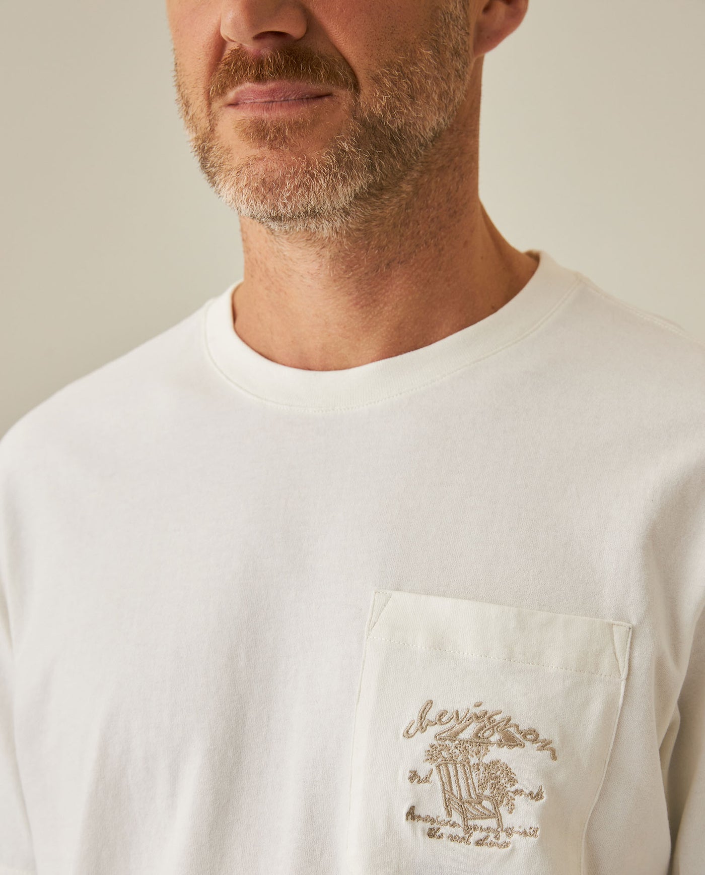 Mens T-Shirt Classic Fit Short Sleeve Cotton Jersey Medium Weight Embroidered Graphics Both Sides Pocket - Raw 63_641H018_CRU110606_5