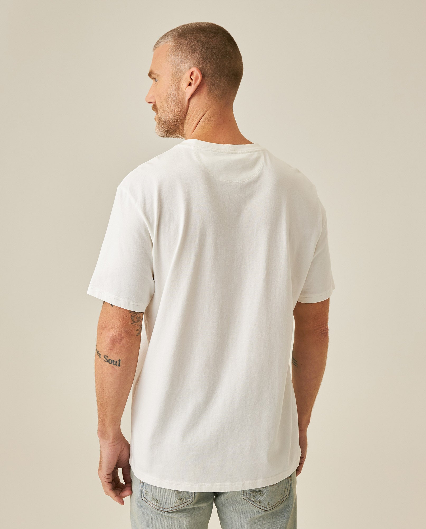 Mens T-Shirt Classic Fit Short Sleeve Cotton Jersey Medium Weight Embroidered Graphics Both Sides Pocket - Raw 63_641H018_CRU110606_6