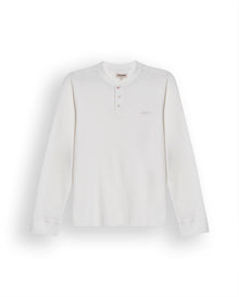 Mens T-Shirt Slim Fit Long Sleeve Henley Collar Cotton Elastane Knitwear Simulation Tone on Tone Buttons - Raw 63_641H019_CRU110606_3