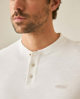 Mens T-Shirt Slim Fit Long Sleeve Henley Collar Cotton Elastane Knitwear Simulation Tone on Tone Buttons - Raw 63_641H019_CRU110606_5