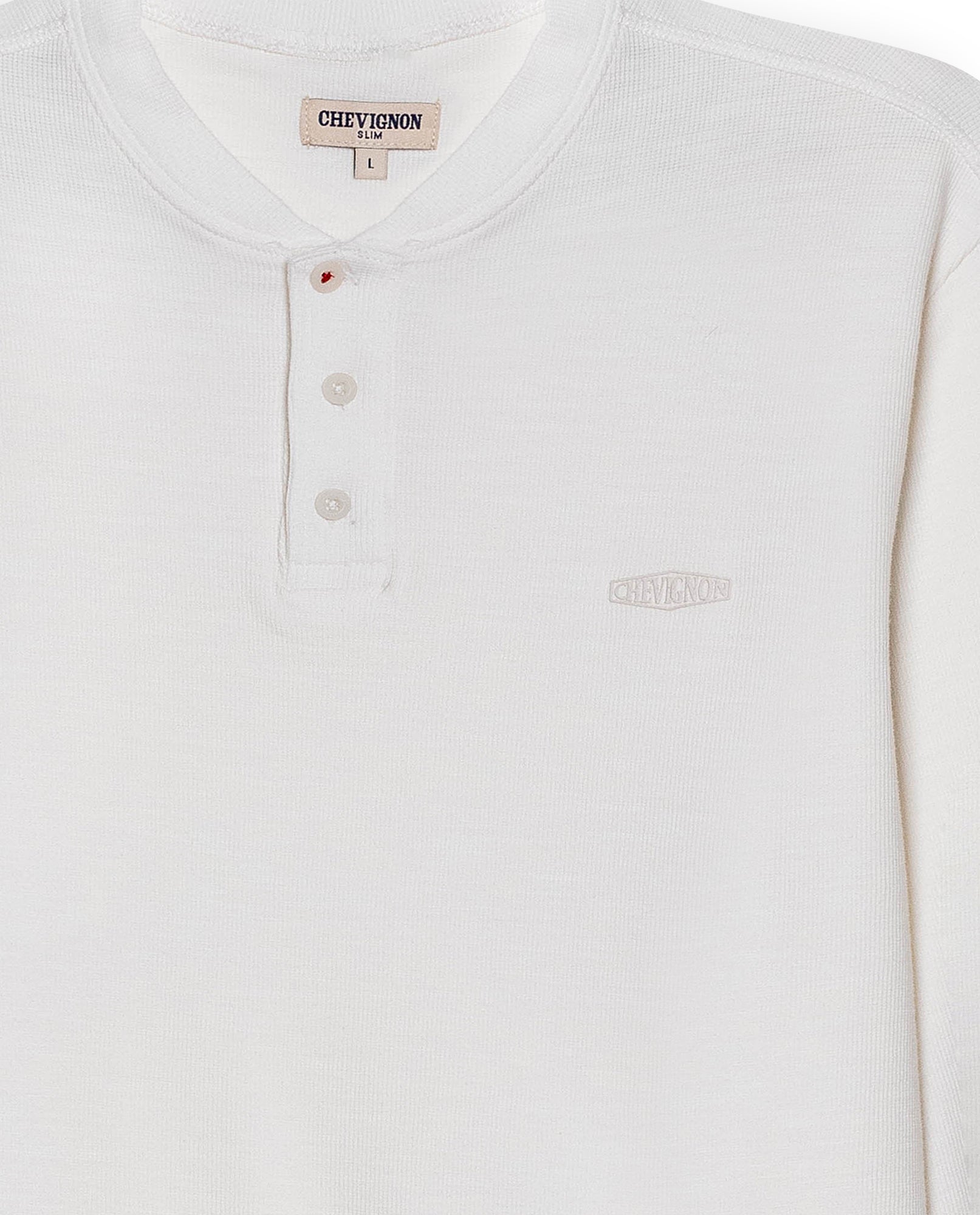 Mens T-Shirt Slim Fit Long Sleeve Henley Collar Cotton Elastane Knitwear Simulation Tone on Tone Buttons - Raw 63_641H019_CRU110606_8