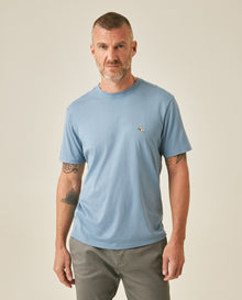 Mens T-Shirt Slim Fit Short Sleeve Crewneck Pima Cotton Vibrant Embroidered Duck Heart Point - Blue 63_641H020_AZU184221_0