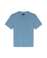 Mens T-Shirt Slim Fit Short Sleeve Crewneck Pima Cotton Vibrant Embroidered Duck Heart Point - Blue 63_641H020_AZU184221_3