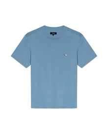 Mens T-Shirt Slim Fit Short Sleeve Crewneck Pima Cotton Vibrant Embroidered Duck Heart Point - Blue 63_641H020_AZU184221_3