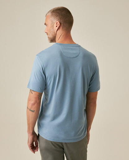 Mens T-Shirt Slim Fit Short Sleeve Crewneck Pima Cotton Vibrant Embroidered Duck Heart Point - Blue 63_641H020_AZU184221_6