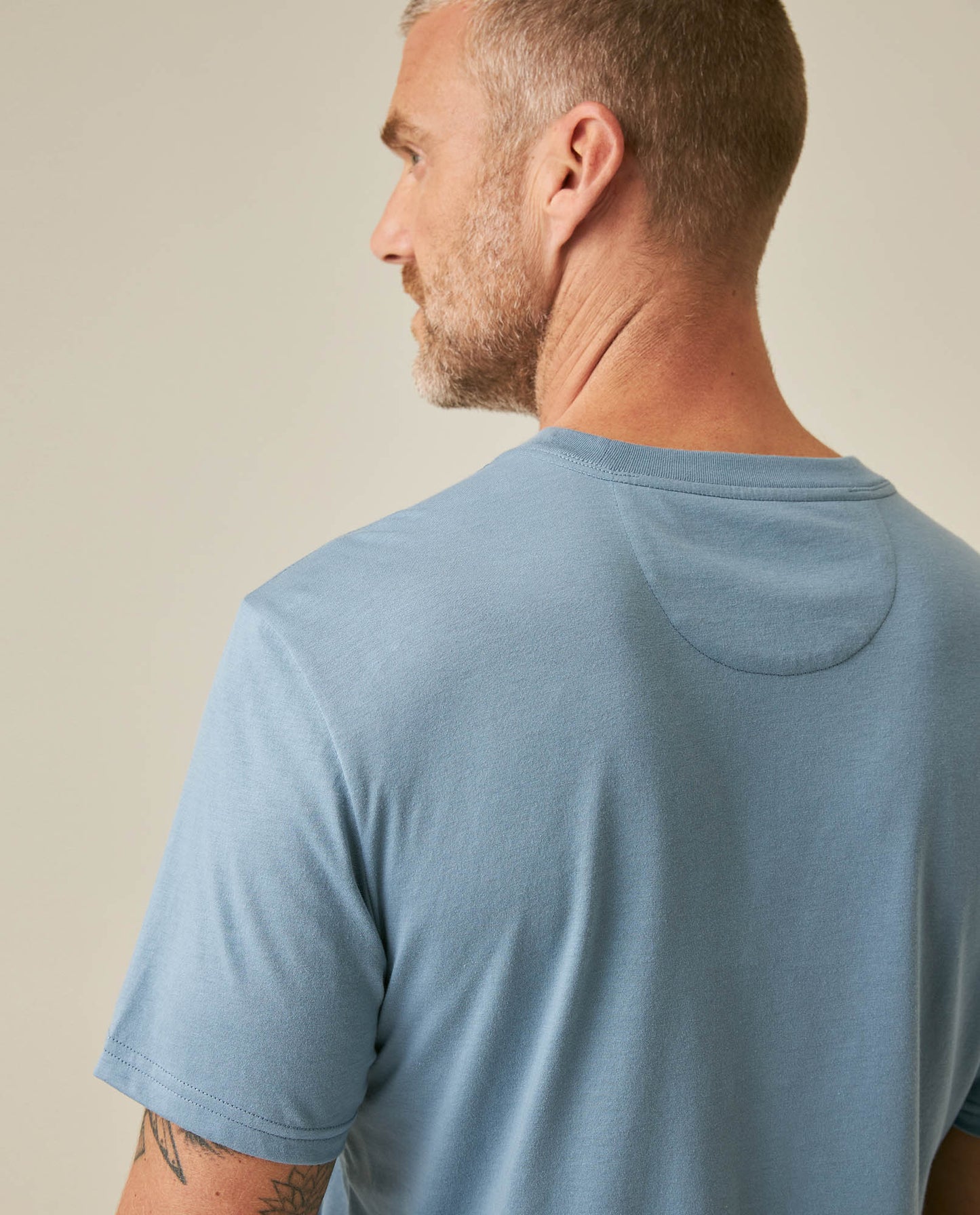 Mens T-Shirt Slim Fit Short Sleeve Crewneck Pima Cotton Vibrant Embroidered Duck Heart Point - Blue 63_641H020_AZU184221_7