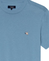Mens T-Shirt Slim Fit Short Sleeve Crewneck Pima Cotton Vibrant Embroidered Duck Heart Point - Blue 63_641H020_AZU184221_8