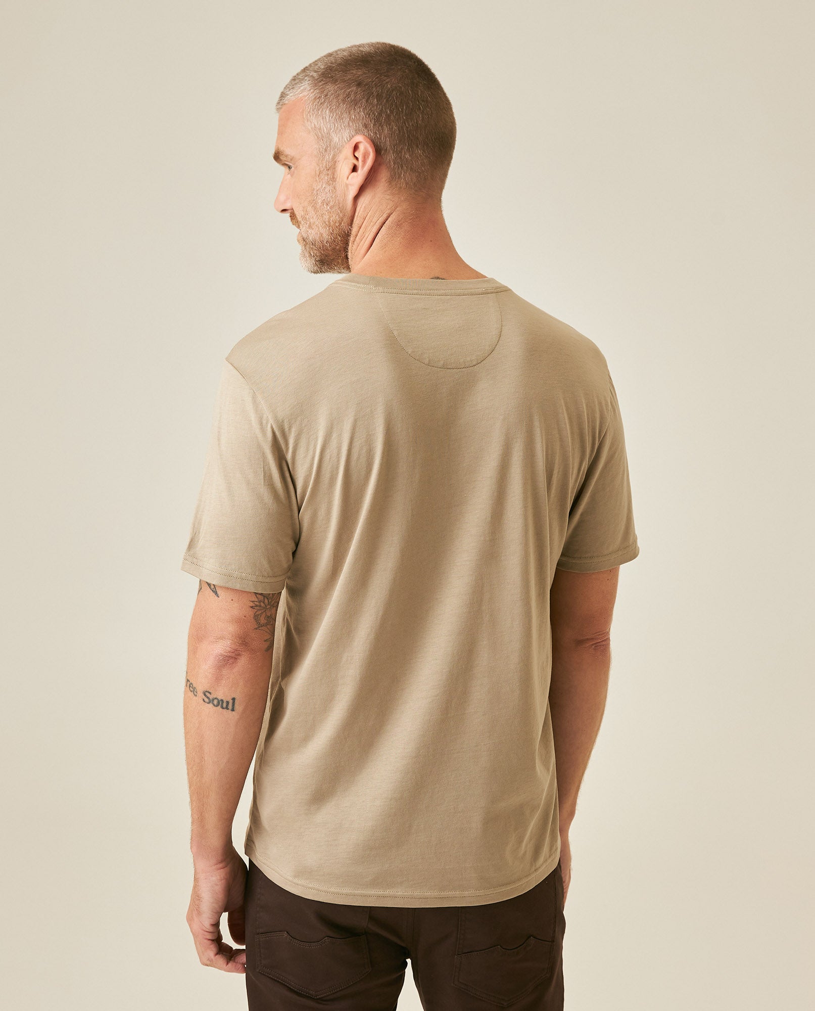 Mens T-Shirt Slim Fit Short Sleeve Crewneck Pima Cotton Vibrant Embroidered Duck Heart Point - Brown 63_641H020_CAF171108_6