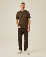 Mens T-Shirt Slim Fit Short Sleeve Crewneck Pima Cotton Vibrant Embroidered Duck Heart Point - Brown 63_641H020_CAF190712_4