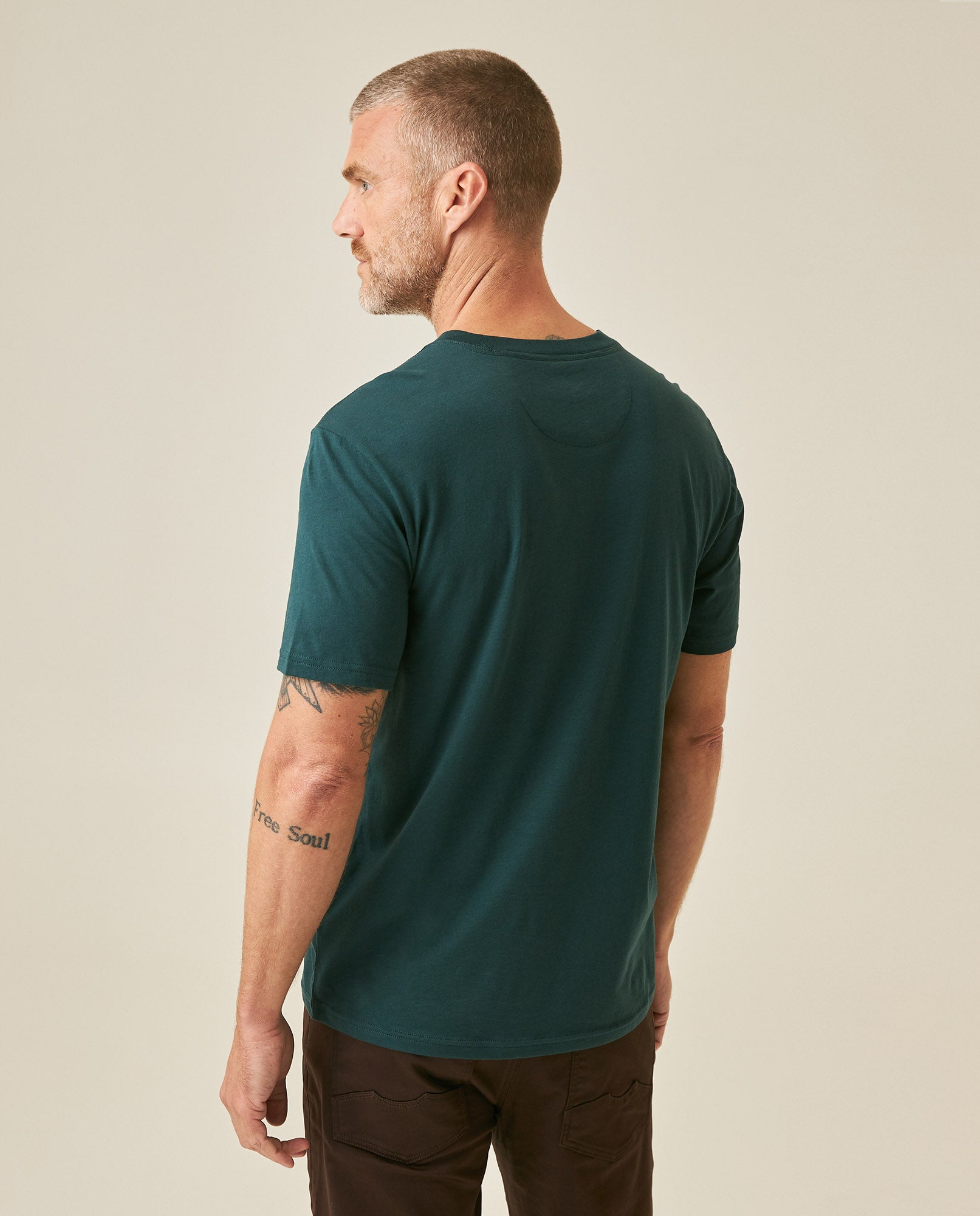 Mens T-Shirt Slim Fit Short Sleeve Crewneck Pima Cotton Vibrant Embroidered Duck Heart Point - Green 63_641H020_VER195320_6