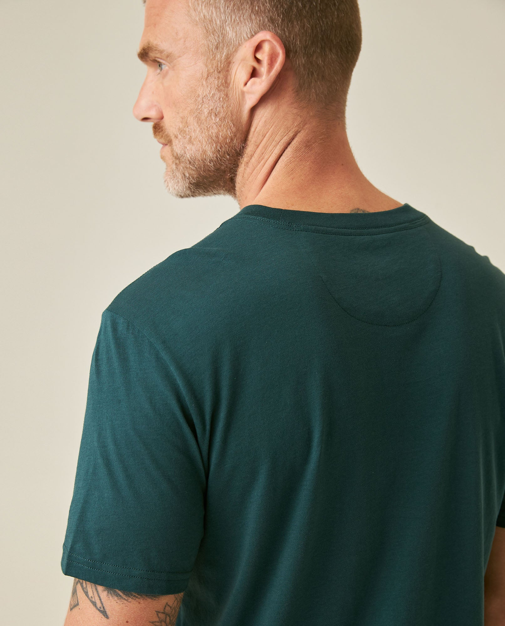 Mens T-Shirt Slim Fit Short Sleeve Crewneck Pima Cotton Vibrant Embroidered Duck Heart Point - Green 63_641H020_VER195320_7