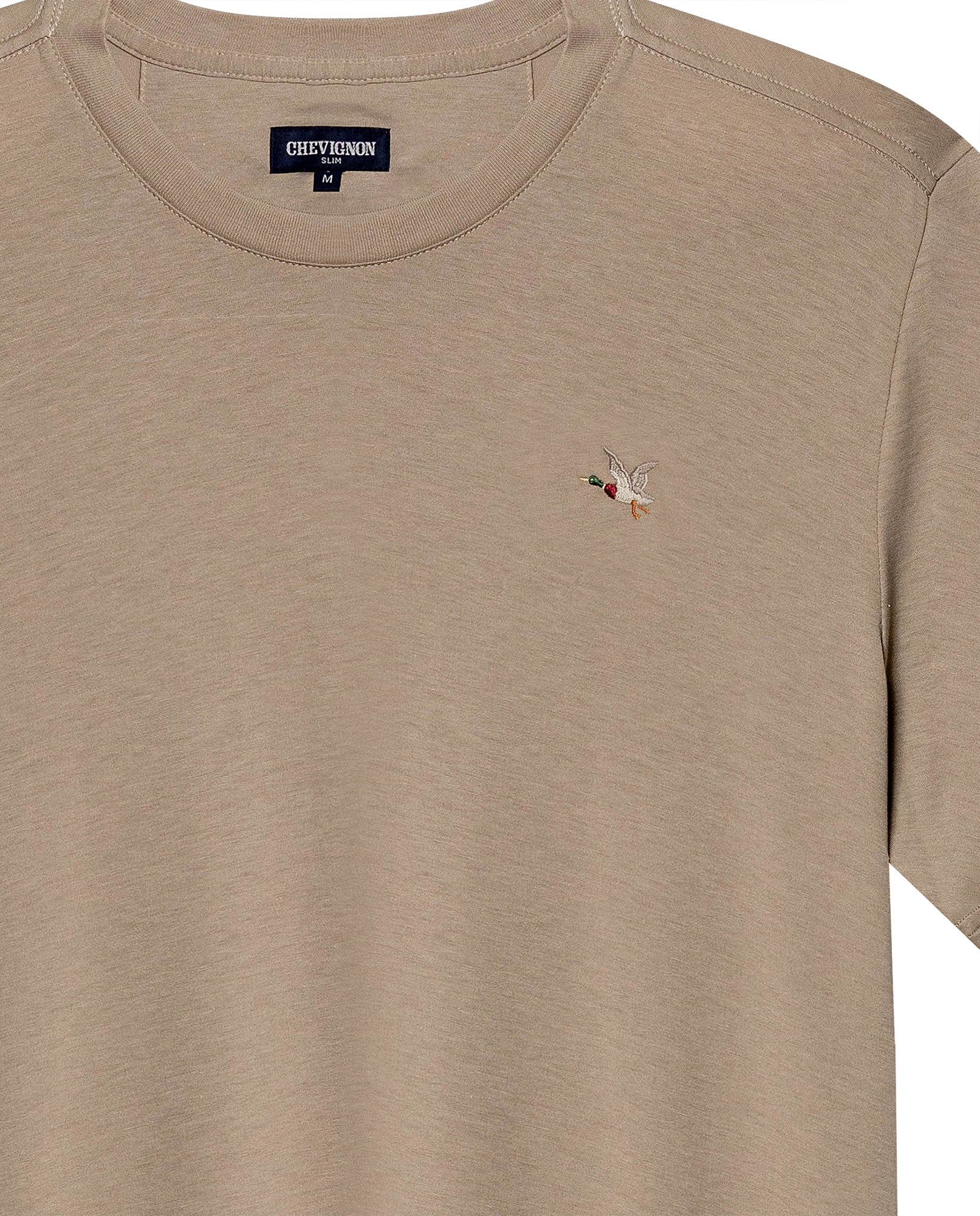 Mens T-Shirt Slim Fit Short Sleeve Crewneck Pima Cotton Vibrant Embroidered Duck Heart Point - Green 63_641H020_VER195320_8