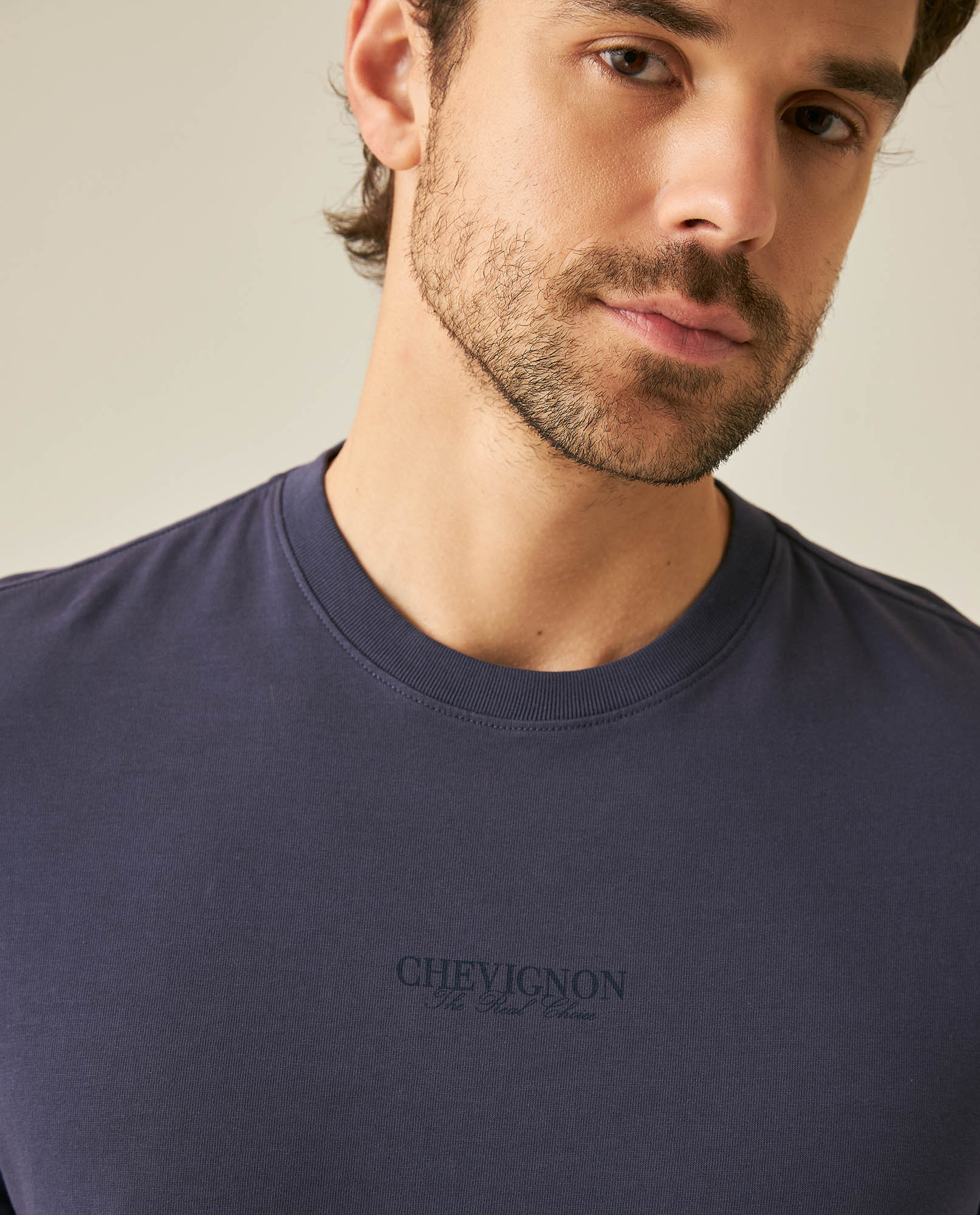 Mens T-Shirt Classic Fit Short Sleeve Cotton Jersey Heavy Washed Front Graphics Back Appliqué - Blue 63_641H021_AZU193924_4