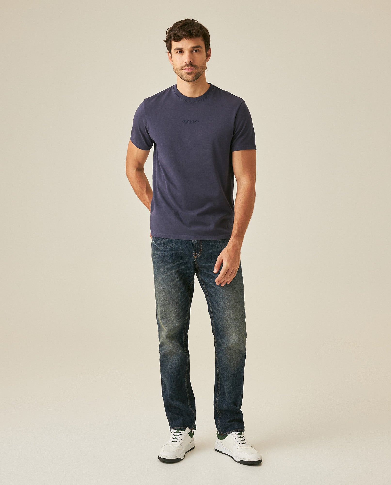 Mens T-Shirt Classic Fit Short Sleeve Cotton Jersey Heavy Washed Front Graphics Back Appliqué - Blue 63_641H021_AZU193924_7