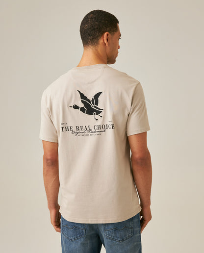 Mens T-Shirt Classic Fit Short Sleeve Cotton Jersey Polonia Rustic Vintage Heart Point Print Back Appliqué - Gray 63_641H022_GRI171107_6