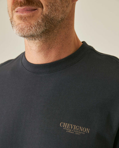 Mens T-Shirt Classic Fit Short Sleeve Cotton Jersey Polonia Rustic Vintage Heart Point Print Back Appliqué - Gray 63_641H022_GRI190000_5