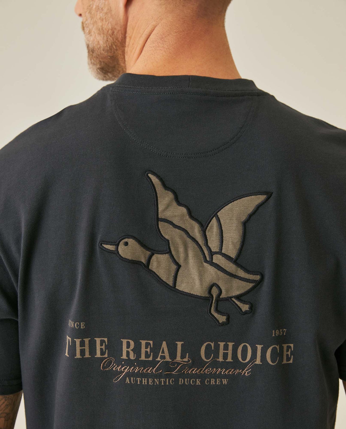 Mens T-Shirt Classic Fit Short Sleeve Cotton Jersey Polonia Rustic Vintage Heart Point Print Back Appliqué - Gray 63_641H022_GRI190000_7