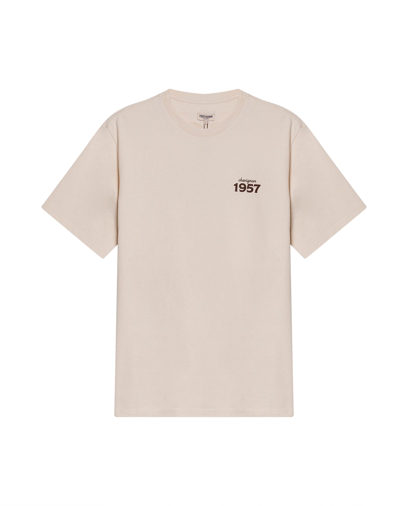Mens T-Shirt Long Sleeve Classic Fit Cotton Jersey Medium Weight Mixed Typography Front Back - Raw 63_641H023_CRU120000_3