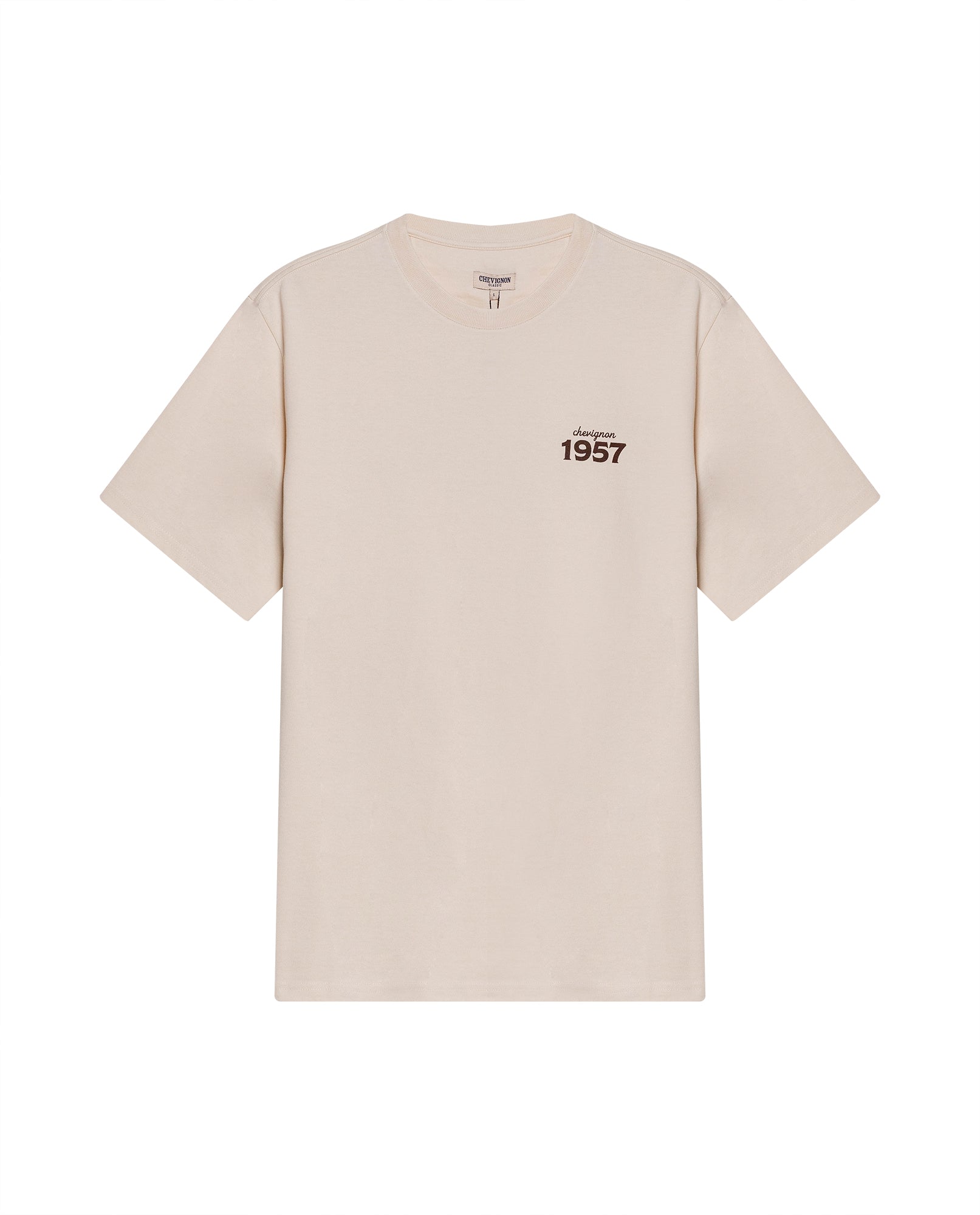Mens T-Shirt Long Sleeve Classic Fit Cotton Jersey Medium Weight Mixed Typography Front Back - Raw 63_641H023_CRU120000_3