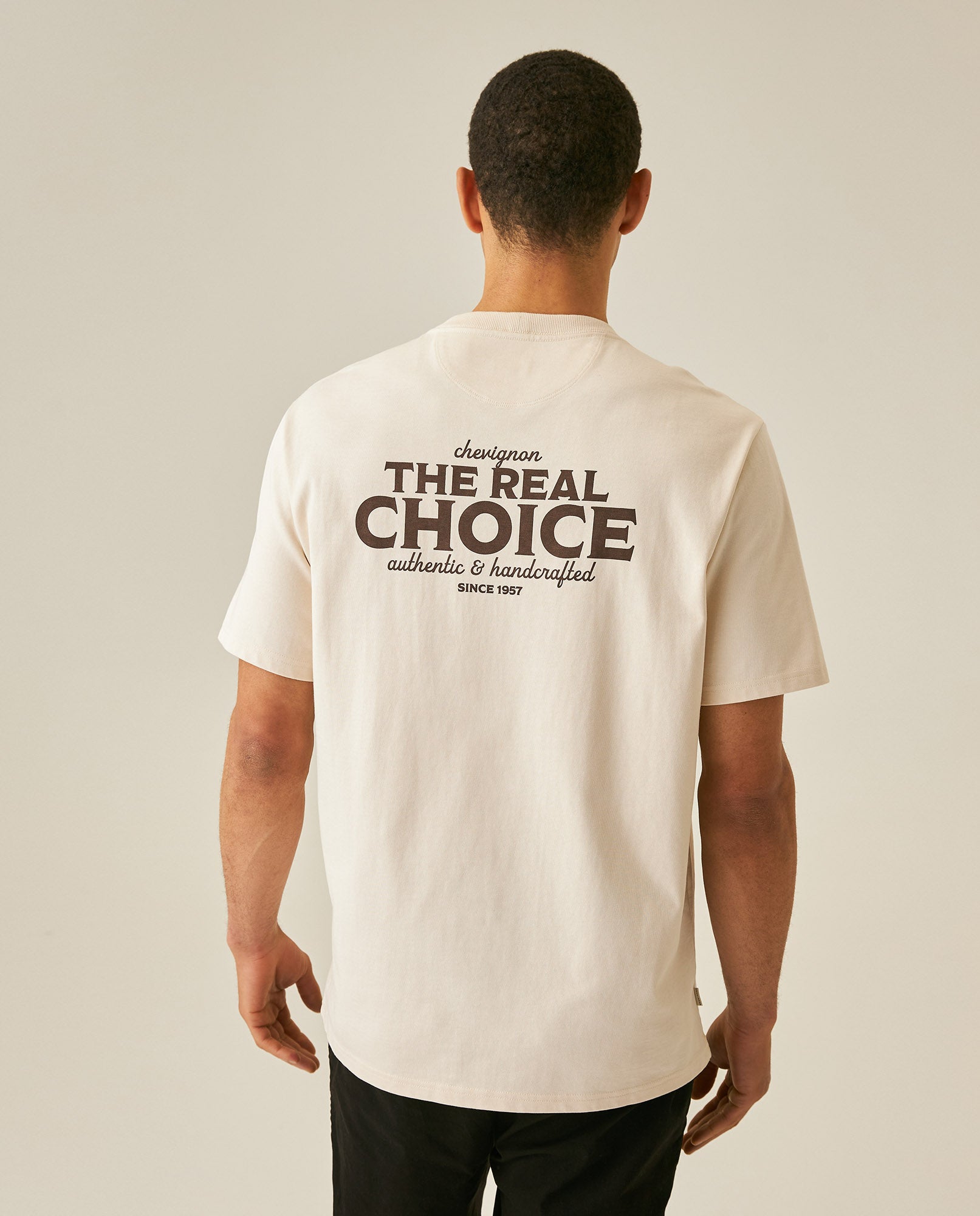 Mens T-Shirt Long Sleeve Classic Fit Cotton Jersey Medium Weight Mixed Typography Front Back - Raw 63_641H023_CRU120000_6