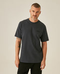 Mens T-Shirt Long Sleeve Classic Fit Cotton Jersey Medium Weight Mixed Typography Front Back - Gray 63_641H023_GRI194406_0