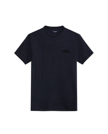 Mens T-Shirt Long Sleeve Classic Fit Cotton Jersey Medium Weight Mixed Typography Front Back - Gray 63_641H023_GRI194406_3
