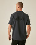 Mens T-Shirt Long Sleeve Classic Fit Cotton Jersey Medium Weight Mixed Typography Front Back - Gray 63_641H023_GRI194406_6
