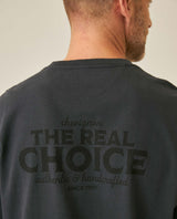 Mens T-Shirt Long Sleeve Classic Fit Cotton Jersey Medium Weight Mixed Typography Front Back - Gray 63_641H023_GRI194406_7