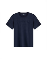 Mens T-Shirt Slim Fit Short Sleeve Modal Cotton Embossed Relief Graphic Touch - Blue 63_641H025_AZU194011_3