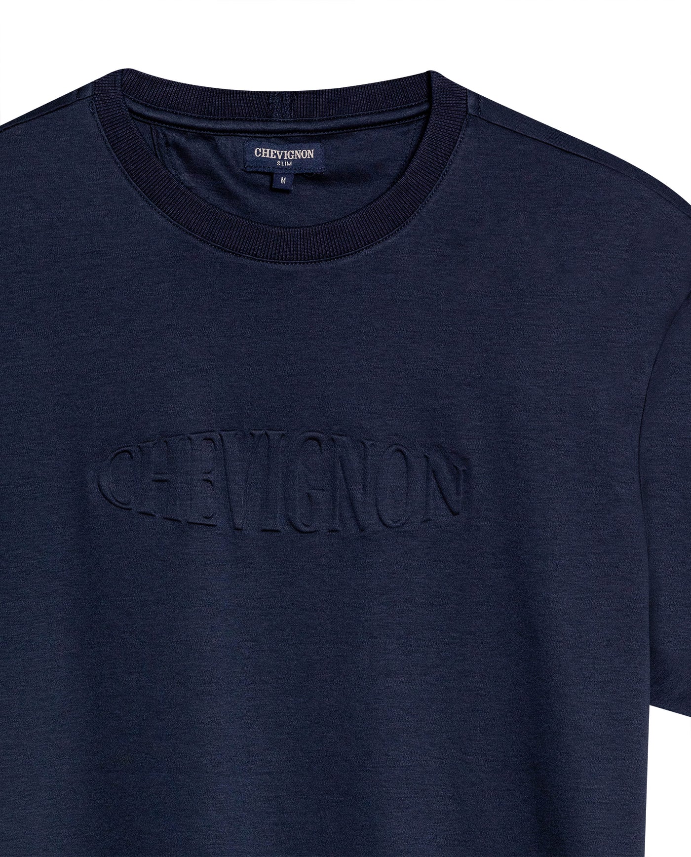 Mens T-Shirt Slim Fit Short Sleeve Modal Cotton Embossed Relief Graphic Touch - Blue 63_641H025_AZU194011_8