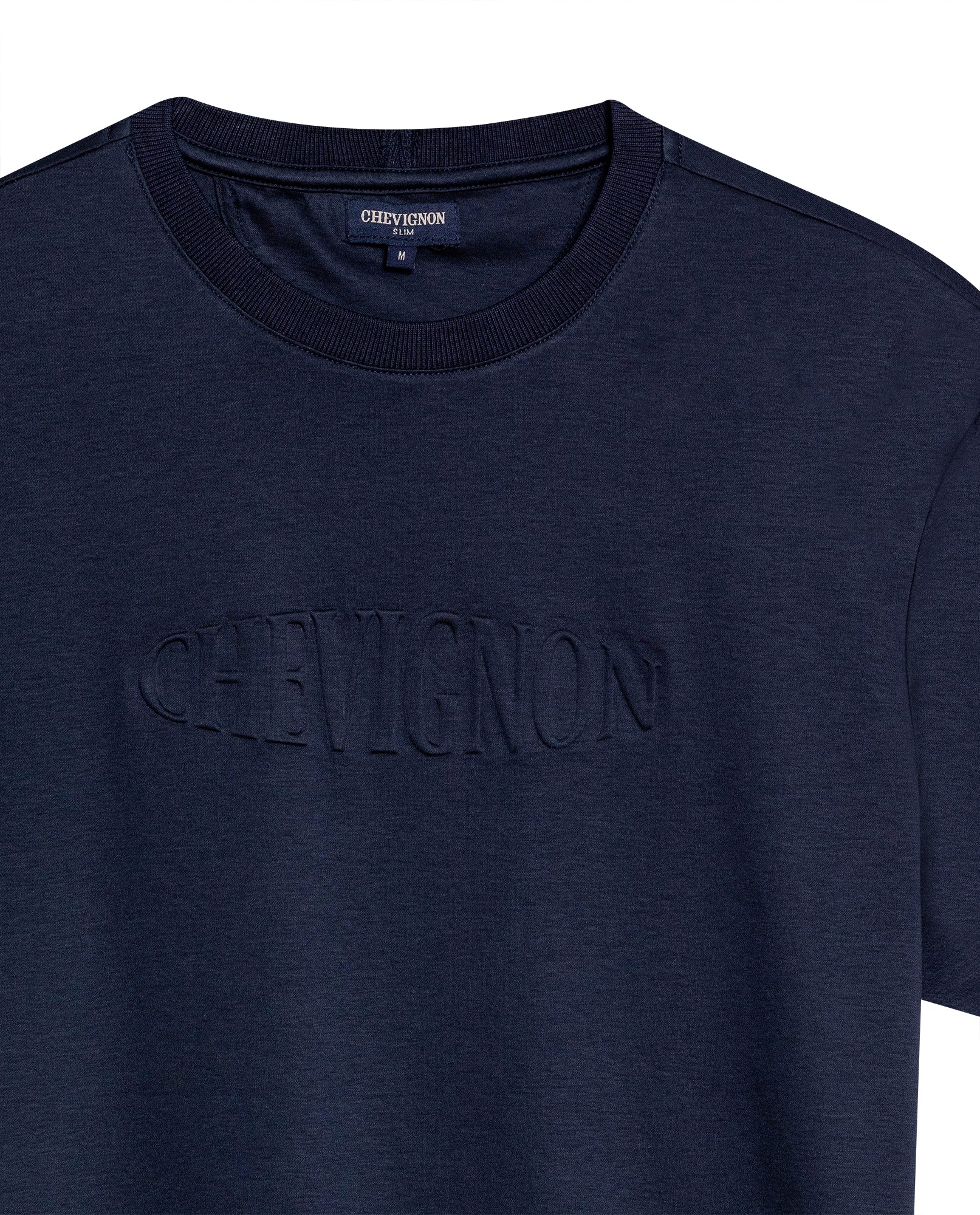 Mens T-Shirt Slim Fit Short Sleeve Modal Cotton Embossed Relief Graphic Touch - Blue 63_641H025_AZU194011_8