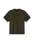 Mens T-Shirt Slim Fit Short Sleeve Modal Cotton Embossed Relief Graphic Touch - Green 63_641H025_VER190414_3