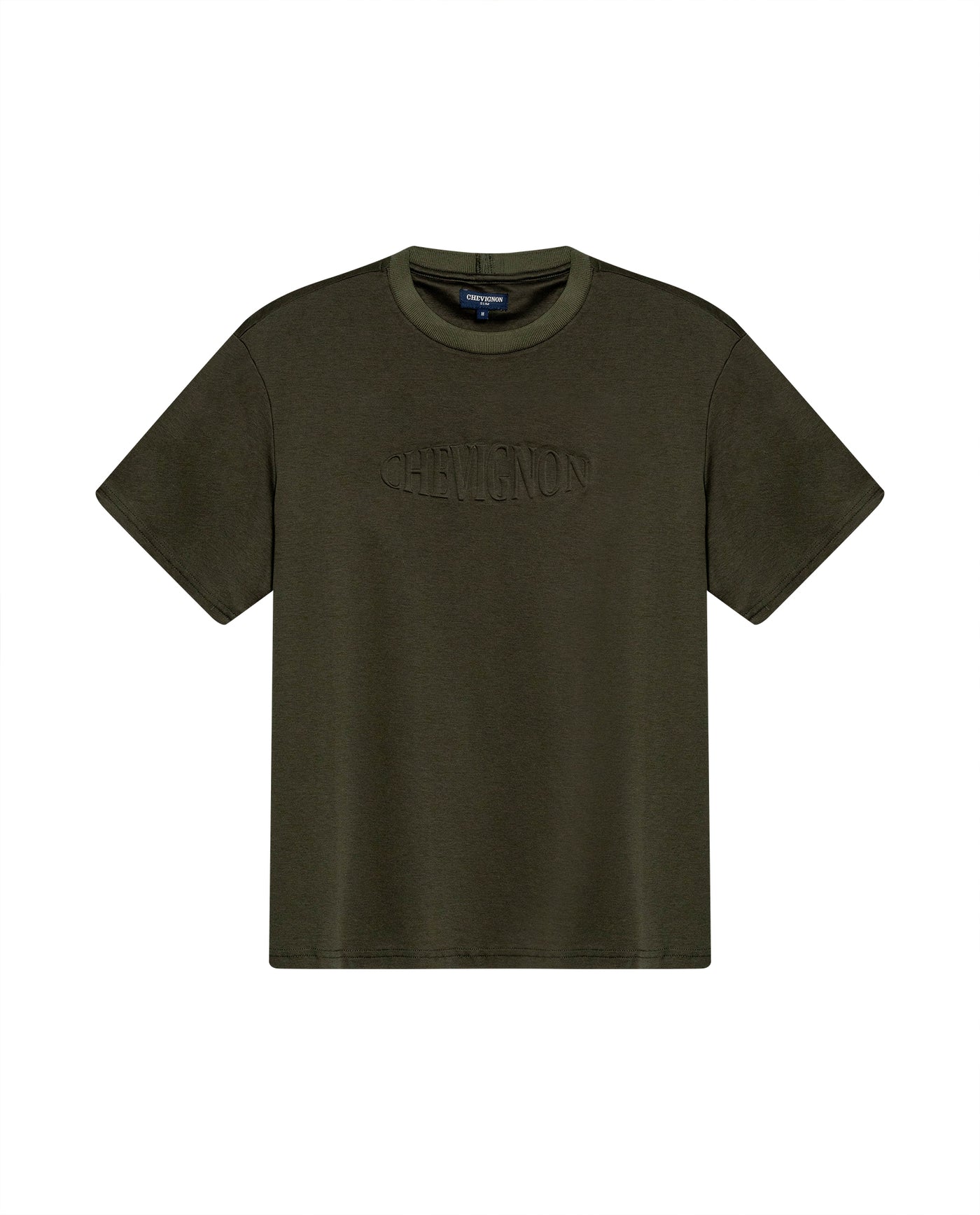 Mens T-Shirt Slim Fit Short Sleeve Modal Cotton Embossed Relief Graphic Touch - Green 63_641H025_VER190414_3