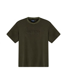 Mens T-Shirt Slim Fit Short Sleeve Modal Cotton Embossed Relief Graphic Touch - Green 63_641H025_VER190414_3
