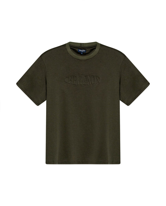 Mens T-Shirt Slim Fit Short Sleeve Modal Cotton Embossed Relief Graphic Touch - Green 63_641H025_VER190414_3