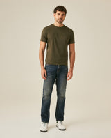 Mens T-Shirt Slim Fit Short Sleeve Modal Cotton Embossed Relief Graphic Touch - Green 63_641H025_VER190414_4