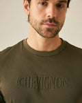 Mens T-Shirt Slim Fit Short Sleeve Modal Cotton Embossed Relief Graphic Touch - Green 63_641H025_VER190414_5