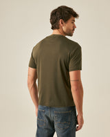 Mens T-Shirt Slim Fit Short Sleeve Modal Cotton Embossed Relief Graphic Touch - Green 63_641H025_VER190414_6