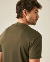Mens T-Shirt Slim Fit Short Sleeve Modal Cotton Embossed Relief Graphic Touch - Green 63_641H025_VER190414_7