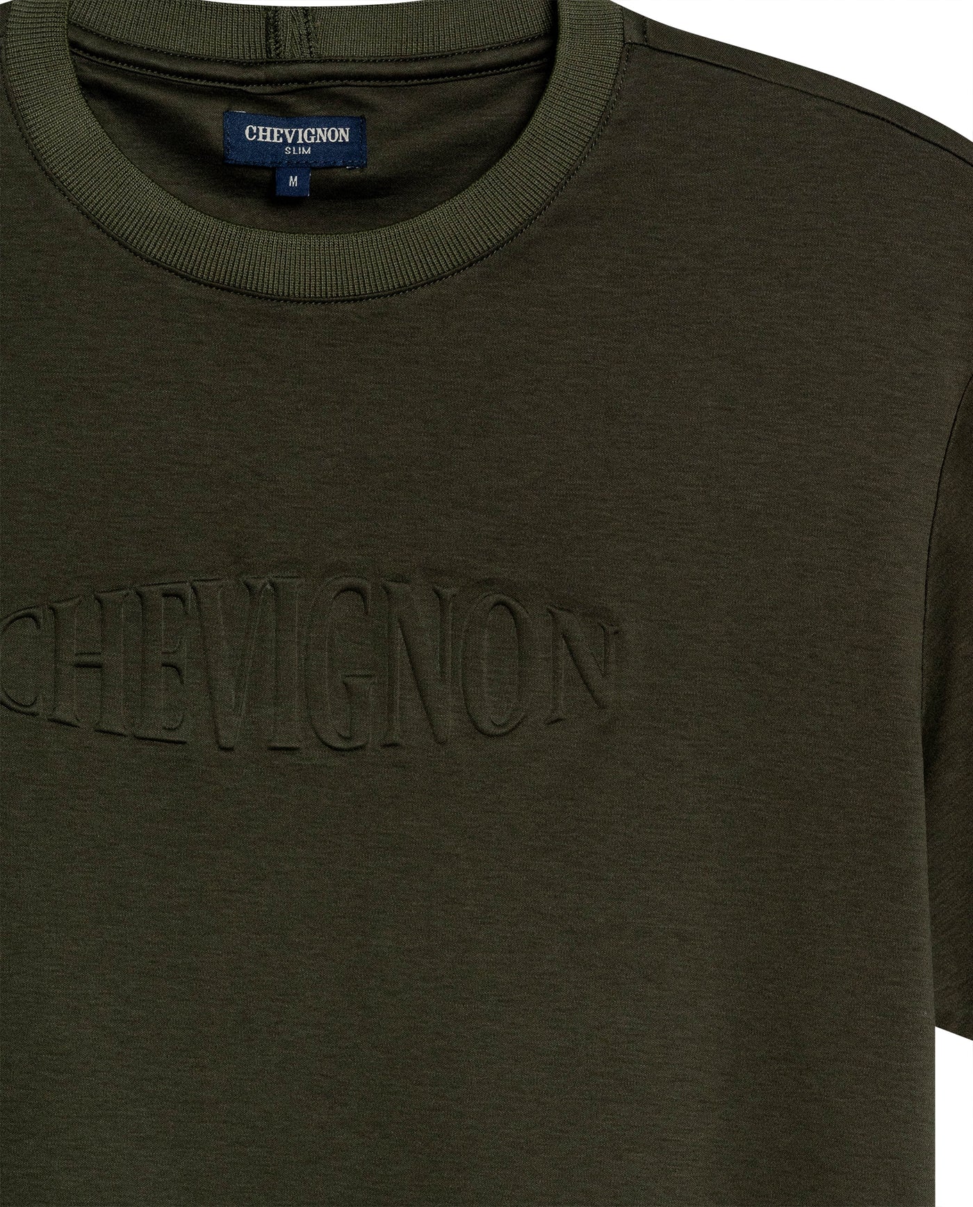 Mens T-Shirt Slim Fit Short Sleeve Modal Cotton Embossed Relief Graphic Touch - Green 63_641H025_VER190414_8