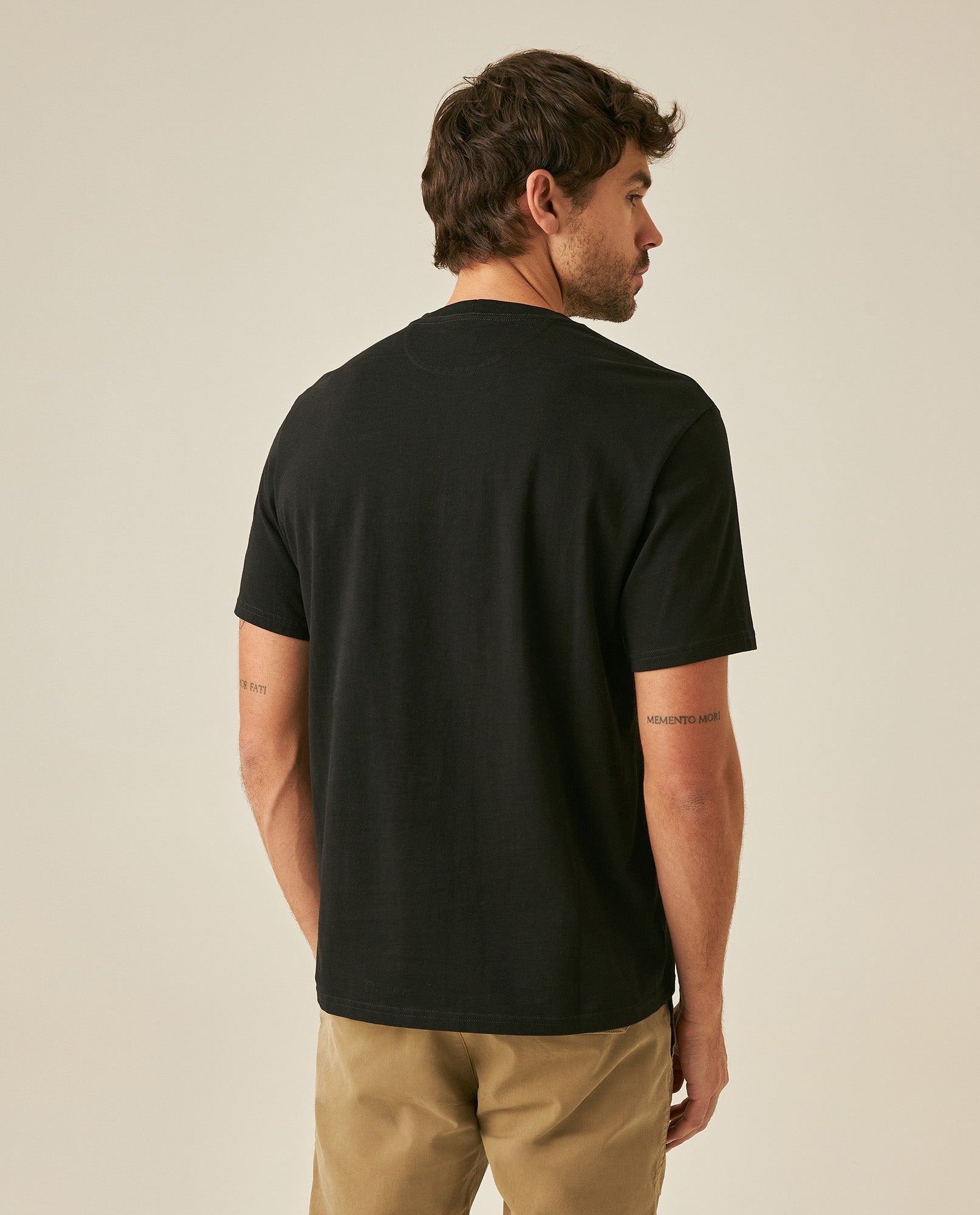 Mens T-Shirt Classic Fit Short Sleeve Crewneck Cotton Jersey Medium Weight Military Camo Aesthetic Chest Graphic - Black 63_641H026_NEG194007_6