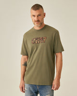 Mens T-Shirt Classic Fit Short Sleeve Crewneck Cotton Jersey Medium Weight Military Camo Aesthetic Chest Graphic - Green 63_641H026_VER180515_0