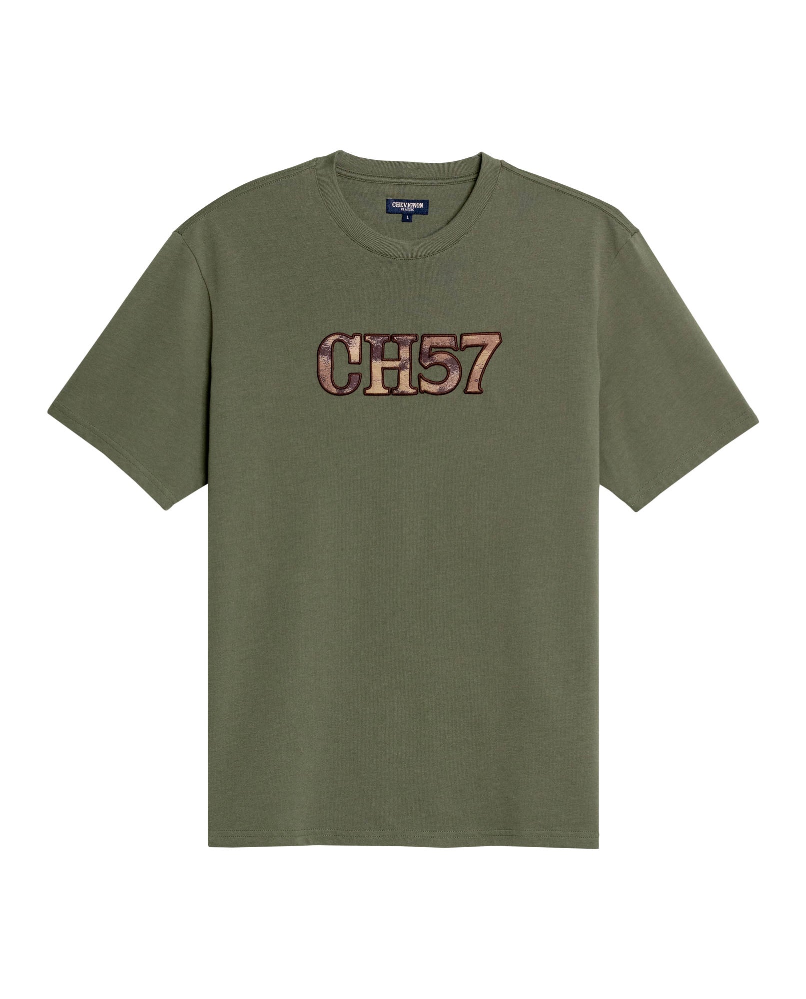 Mens T-Shirt Classic Fit Short Sleeve Crewneck Cotton Jersey Medium Weight Military Camo Aesthetic Chest Graphic - Green 63_641H026_VER180515_3