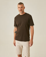 Mens T-Shirt Slim Fit Short Sleeve Cotton Jersey Double Knit Superior Durability Tone on Tone Duck Minimalist - Brown 63_641H040_CAF191016_0