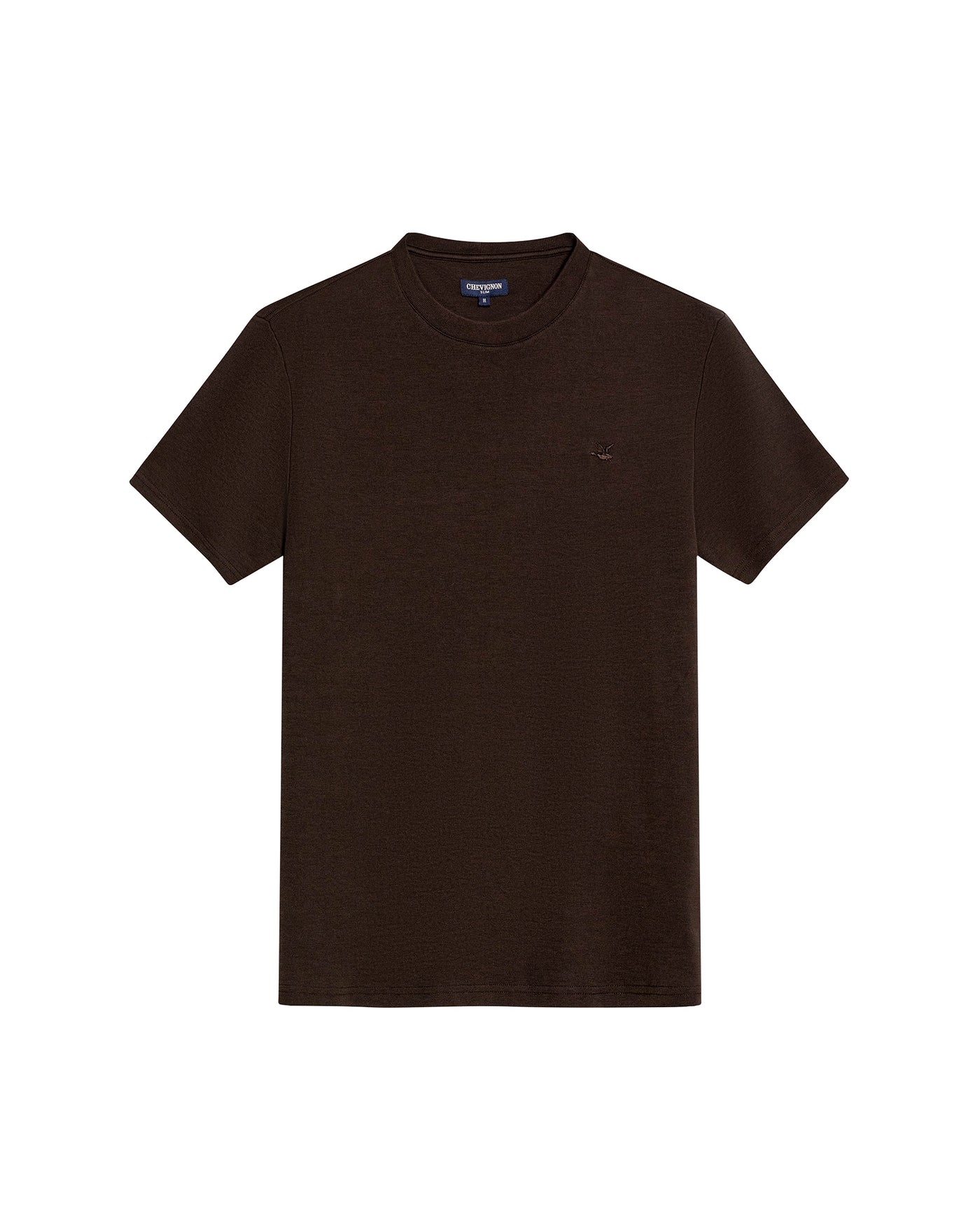Mens T-Shirt Slim Fit Short Sleeve Cotton Jersey Double Knit Superior Durability Tone on Tone Duck Minimalist - Brown 63_641H040_CAF191016_3