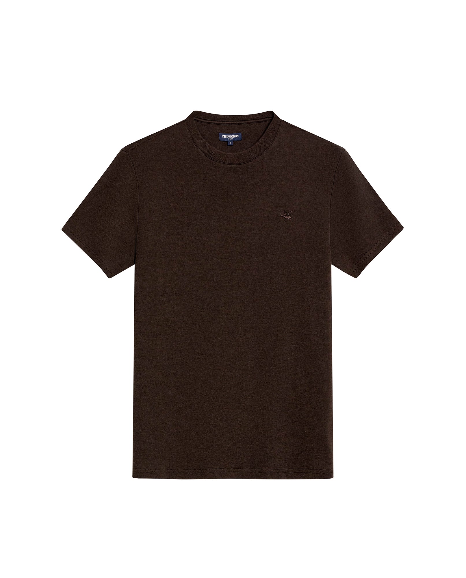 Mens T-Shirt Slim Fit Short Sleeve Cotton Jersey Double Knit Superior Durability Tone on Tone Duck Minimalist - Brown 63_641H040_CAF191016_3